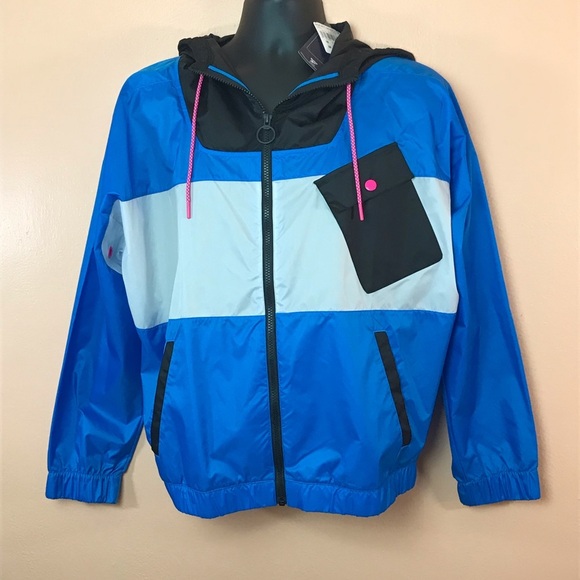 Reebok Blue Black White Pink Colorblock Windbreaker Men M VTG 90s NEW Deadstock - Picture 1 of 8